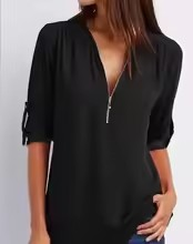 Chemise femme Profond Col V Fermeture Éclair .