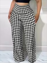 Pantalon large à carreaux pour femmes